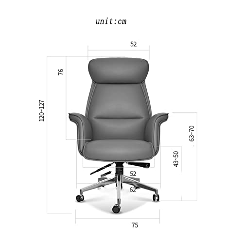 HUIQC Ergonomic Cowhide Boss Chair with Headrest, Reclining Office Chair - Brown