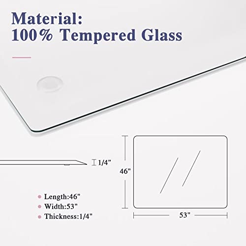 MIRUO Transparent Tempered Glass Office Chair Mat for Carpet (46" x 53" x 1/4")
