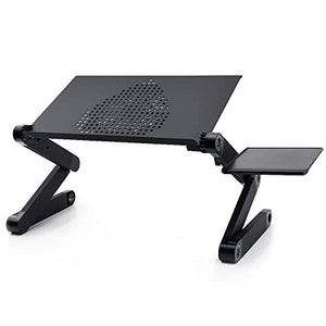 EYHLKM Adjustable Aluminum Laptop Desk for Bed Table Portable Notebook Stand Tray Sofa Couch with Cooling Fan (Color : A)