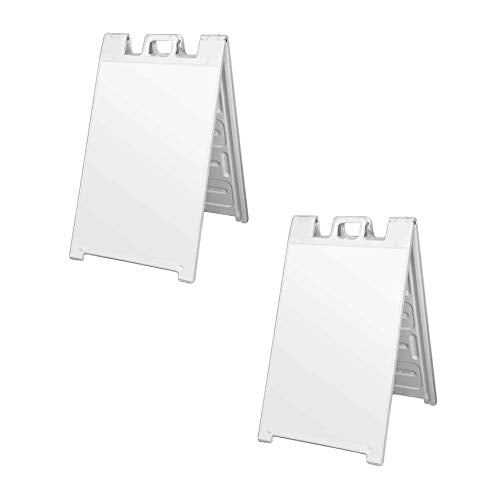 Plasticade Signicade Portable Folding Sidewalk Double Sided Sign Stand, White (2 Pack)