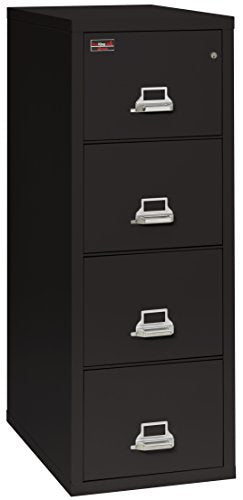 FireKing Fireproof 2 Hour Rated Vertical File Cabinet (4 Legal Sized Drawers, Impact Resistant, Waterproof), 57" H x 21.31" W x 32.06" D, Black