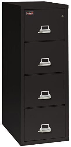 FireKing Fireproof 2 Hour Rated Vertical File Cabinet (4 Letter Sized Drawers, Impact Resistant, Water Resistant), 56.19" H x 19" W x 31.19" D, Black