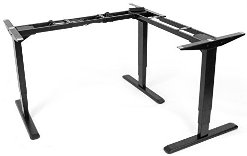 VIVO Electric Motor Sit Standing Height Adjustable Corner 3 Leg Desk Frame (Frame Only) | Sit Stand Ergonomic L Frame (DESK-V133E)