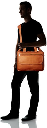 Piel Leather Slim Top-Zip Briefcase, Saddle, One Size