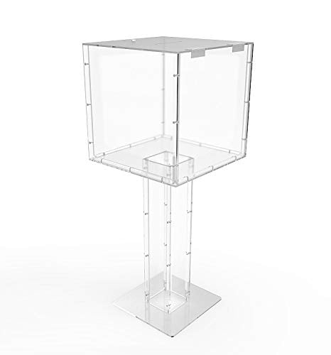 FixtureDisplays® 15x15x38" Clear Plexiglass Large Floor Standing Tithing Box Offering Box Ballot Box 14316
