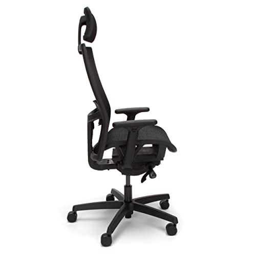HON Ignition 2.0 Ergonomic Mesh Office Chair with Headrest - High Back, Adjustable Lumbar Support, Armrests, Synchro-Tilt Recline - Black