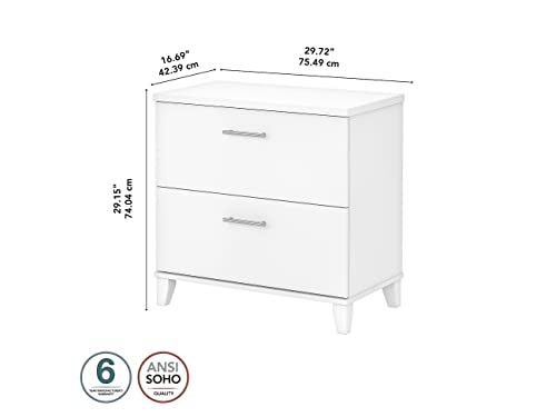 Bush Furniture Somerset 2-Drawer Lateral File Cabinet, White, 30-Inch