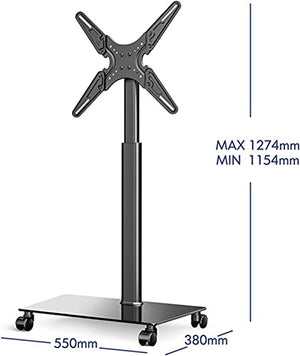 Generic Multifunction Rolling Floor TV Stand with Mount for 32-55 Inch TVs, Height Adjustable - Max VESA 400x400mm