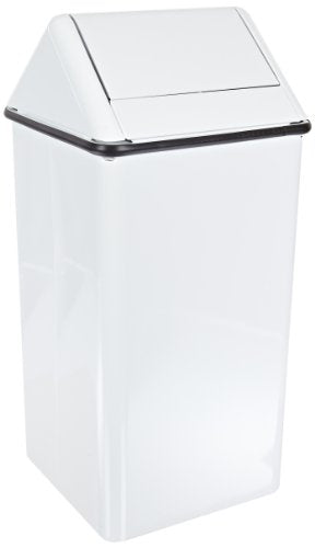 Witt Industries 1311HTWH Stainless Steel 13-Gallon Waste Watcher Hamper and Swing Top Receptacle, Square, 13" Width x 13" Depth x 29" Height, White