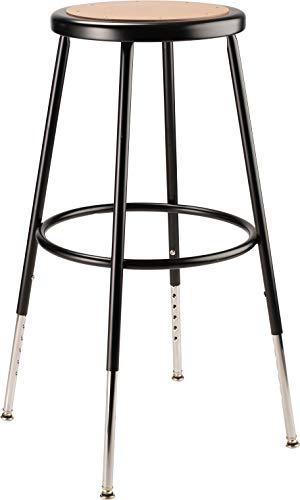 National Public Seating 6224H-10-CN 19" x 27" Height Adjustable Heavy Duty Steel Stool (4 Pack), Black