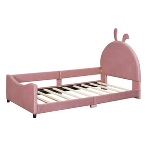 None Twin Size Daybed with Rabbit Ear Shaped Headboard, Upholstered, Sturdy Frame - Little Bedroom