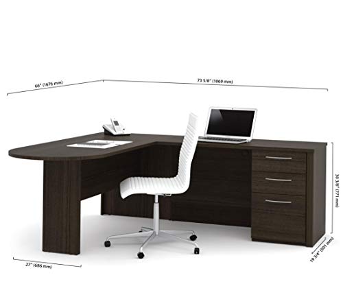 Bestar L-Shaped Desk with Pedestal - Embassy