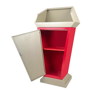 Generic Standing Lectern Podium with Door and Storage Area (Black/Red 66.5x40x125cm)