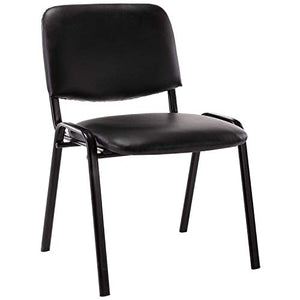 Wahson Stackable Guest Chairs Set of 5, Vinyl Leather, Metal Frames - Black