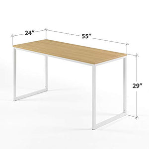 ZINUS Jennifer 55 Inch White Frame Desk / Computer Workstation / Office Desk / Easy Assembly, Natural