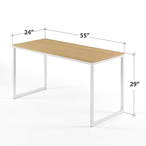 ZINUS Jennifer 55 Inch White Frame Desk / Computer Workstation / Office Desk / Easy Assembly, Natural