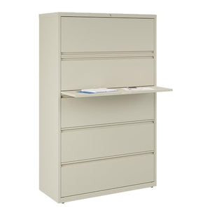 Hirsh Industries 42" 5-Drawer Metal Cabinet for Home/Office, Holds Letter/Legal/A4 Hanging Folders, Putty