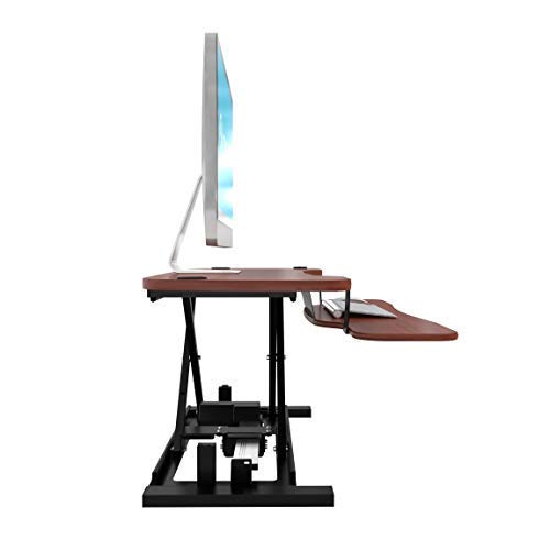 VersaDesk Power Pro USA Manufactured | Electric Height-Adjustable Desk Riser | Standing Desk Converter | Sit to Stand Desktop with Keyboard + Mouse Tray | 36" X 24" | Black Frame, Cherry Body…