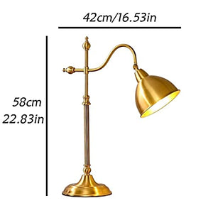 None Copper Desk Lamp Retro Bedroom Bedside Lamp 58cm Vintage Nightstand Lamps