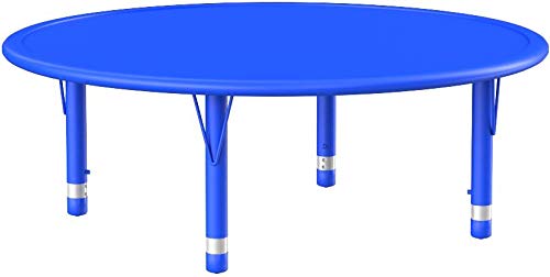 Flash Furniture 45'' Round Blue Plastic Height Adjustable Activity Table