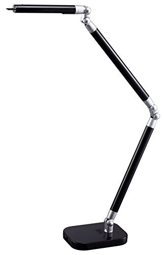 BLACK+DECKER PureOptics Summit Flex Ultra Reach 10W Flicker-Free Natural Daylight LED Desk Lamp with USB Charging Port, 6 Dimming Levels (447 Lumens), Black/Gray (LED10ARC-BLK)