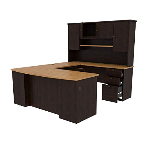 Bestar Manhattan U-Shaped Workstation, Secret Maple/Chocolate