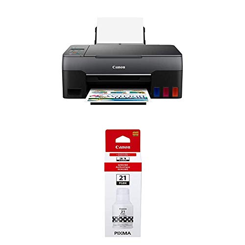 Canon G1220 Single Function Supertank (MegaTank) Inkjet Printer with GI-21 Pigment Black Ink Bottle