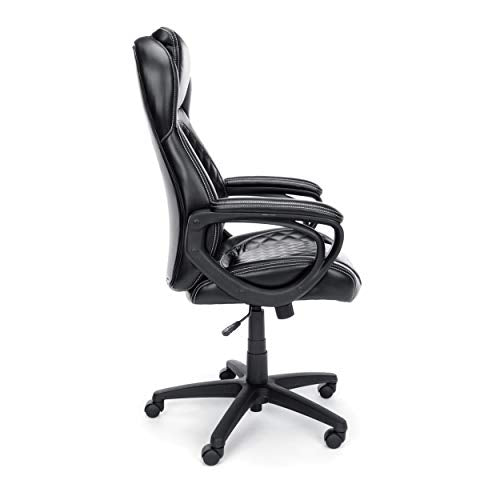 OFM ESS Collection Racing Style SofThread Leather High Back Office Chair, in Black (ESS-6060)
