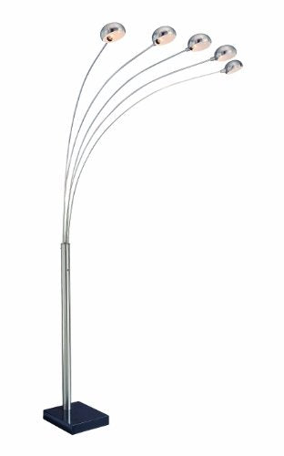 Lite Source LS-9485M/PS Floor Lamp with Polished Steel Metal Shades, Marble Finish
