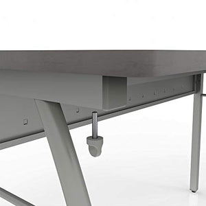 Linea Italia Workstation L-Shaped Corner Easy to Assemble Executive Desk | Computer Table for Home or Office, 55" x 71", Ash