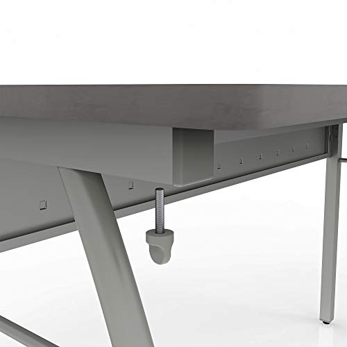 Linea Italia Rectangular Large Easy to Assemble Metal Desk with Wood Top | Computer Table for Home or Office, 48" x 24", Ash
