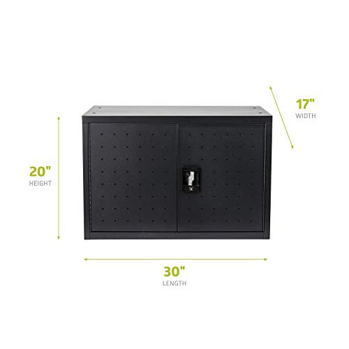 Pearington 16 Device Portable Table Top Charging and Storage Cabinet for iPads, Chromebooks and Laptop Computers, Up to 17-inch Screen Size, Bonus Shelf, Side Handles, Locking Front Door, Cable Clips