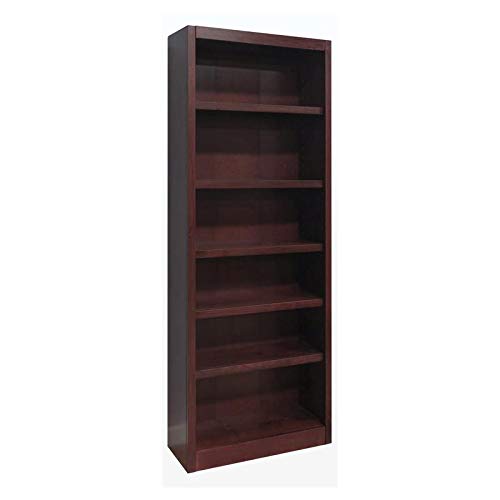 Home Square Solid Wood 84" Bookcase Set with Six Shelves, Set of 2, Cherry