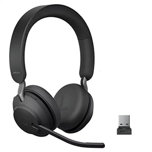 Global Teck Worldwide Jabra Evolve2 65 Wireless Bluetooth Headset Stereo UC - USB Blue Tooth Dongle, Black