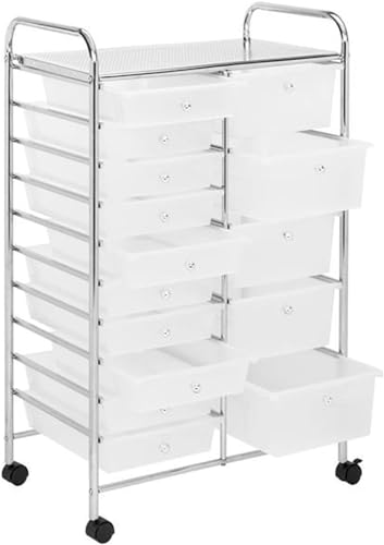 GaRcan Multi-Color 15 Drawers Rolling Organizer Storage Cart - Steel&Plastic Durable