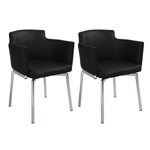 Milan Denise Club Style Swivel Arm Chair (Set of 2), Black