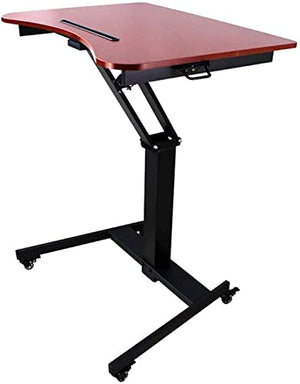 SMSOM Mobile Standing Desk, Height Adjustable Rolling Cart (Red)
