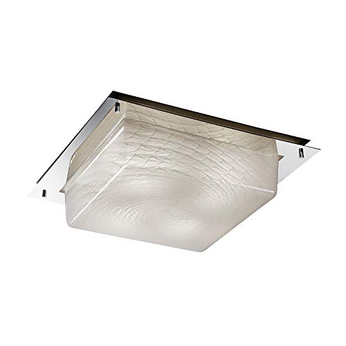 Justice Design Group Fusion Framed 4-light Polished Chrome Flush Mount, Weave Shade
