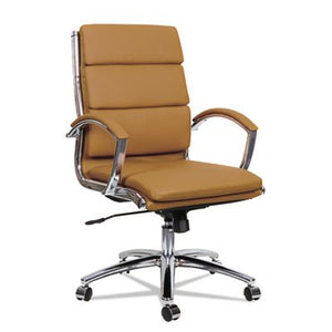 Alera ALENR4259 Neratoli Mid-Back Slim Profile Chair, Camel Soft Leather, Chrome Frame