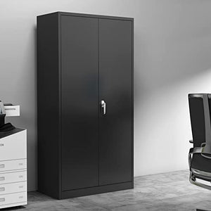 Aobabo Metal Storage Cabinet with Lock, 72 Inch Tall, 4 Adjustable Shelves, Black