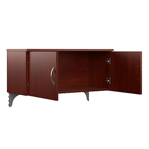 Bush Business Furniture Office in an Hour Double Workstation Set with Storage and Privacy Panels | 2 Person Commercial Desk, Hansen Cherry
