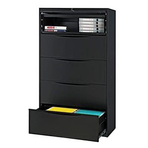 Global Industrial 36" W Premium Lateral File Cabinet, 5 Drawer, Black