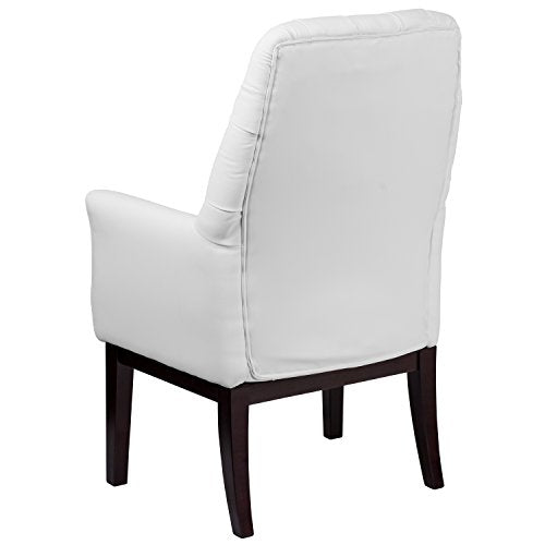 Flash Furniture High Back Traditional Tufted White Leather Side Reception Chair