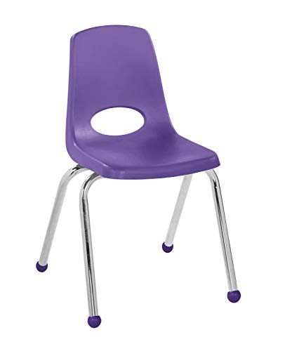 Factory Direct Partners FDP 16" School Stack Chair, Stacking Student Chairs with Chromed Steel Legs and Ball Glides - Purple (6-Pack), 10367-PU