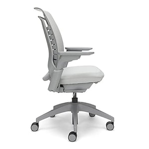 Allsteel Mimeo Mesh Office Chair with Lumbar Support, Adjustable Arms, Activated Recline, 300lb Max Weight - Light Gray Loft