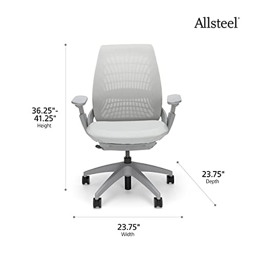 Allsteel Mimeo Mesh Office Chair with Lumbar Support, Adjustable Arms, Activated Recline, 300lb Max Weight - Light Gray Loft