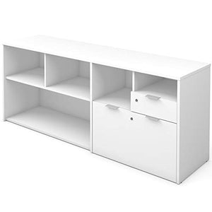 Pemberly Row White 2 Drawer 71" Wooden Office Storage Credenza