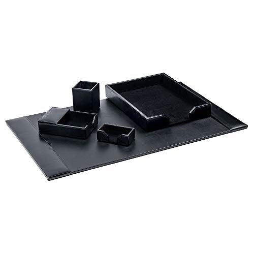 Dacasso Bonded Leather Desk Set, 5pcs, Black