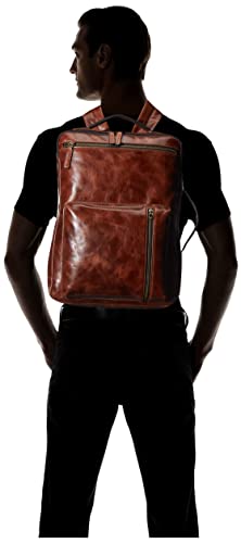 Fossil Men's Buckner Leather Small Convertible Travel Backpack and Briefcase Messenger Bag, Cognac
