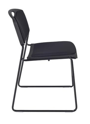 Romig Zeng Padded Stacker Chair, 12 Pack, Black